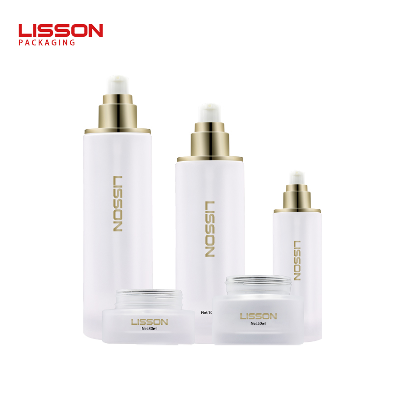 anti-aging cream jar and serum bottle set