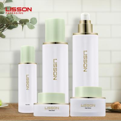 anti-aging cream jar and serum bottle set