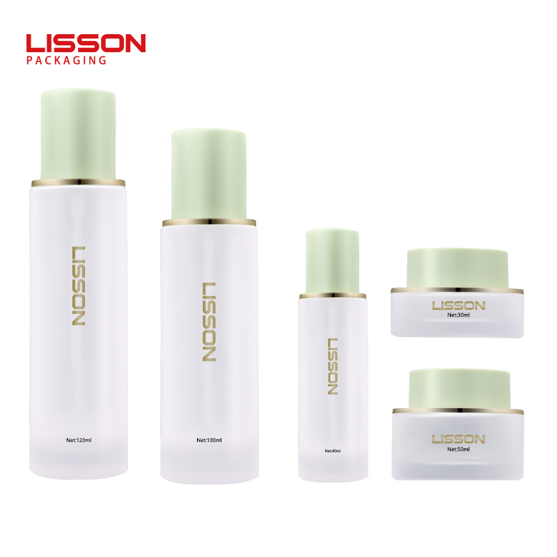 anti-aging cream jar and serum bottle set